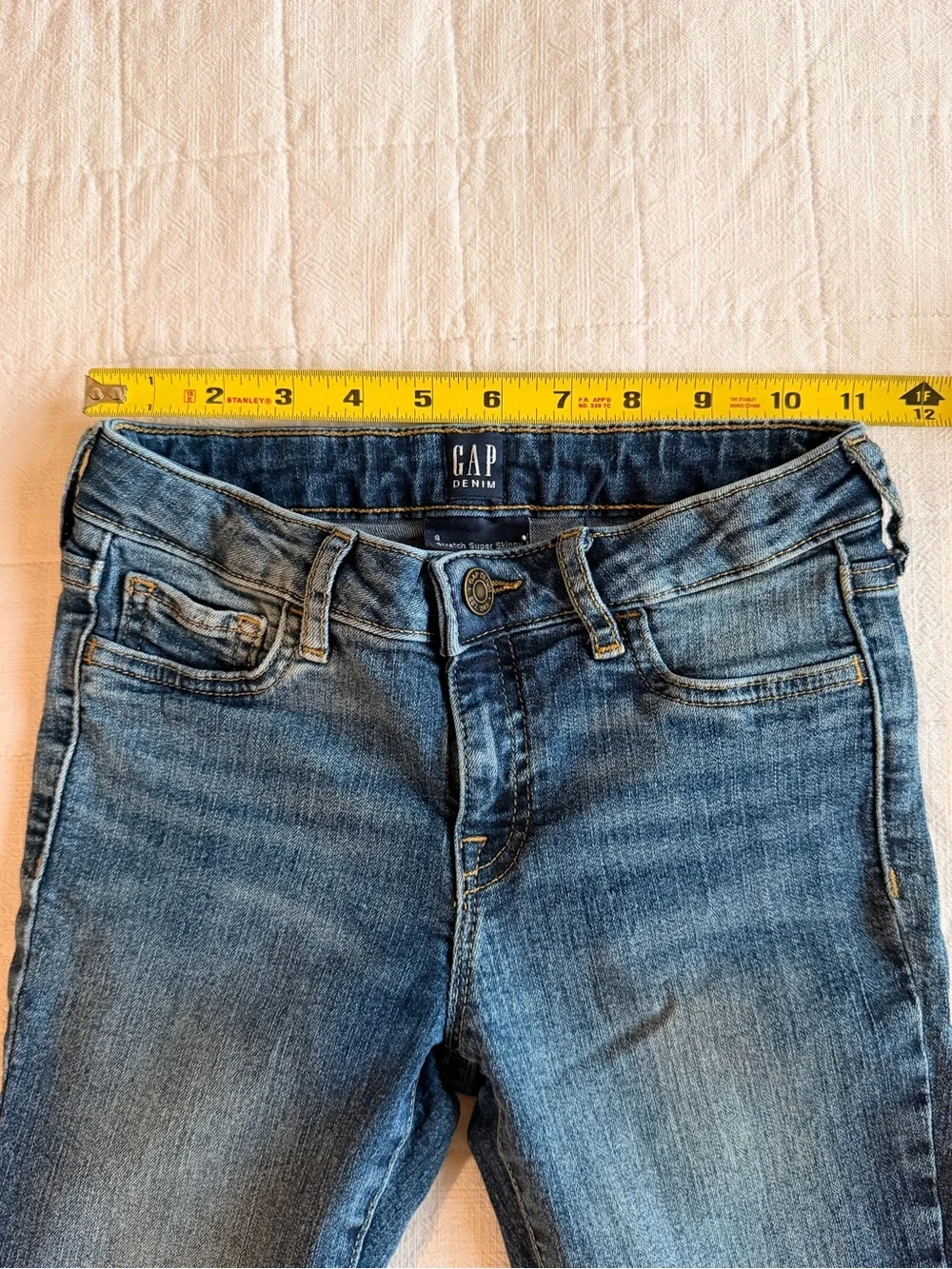 GAP Denim Girls Size 8 Stretch Super Skinny Jeans Medium Wash Adjustable Waist